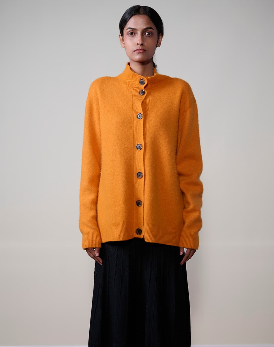Spiced Saffron Pure Cashmere Cardigan 3