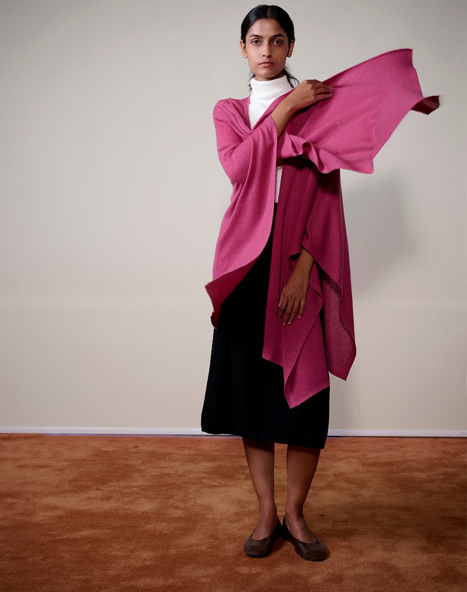Rose Pink Pure Cashmere Cape 3