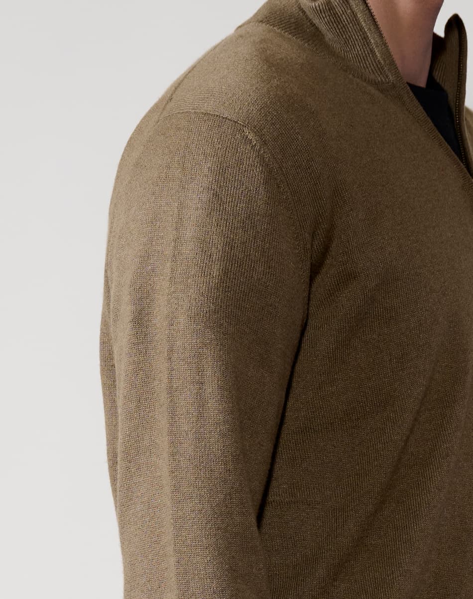 Warm Beige Pure Cashmere Quarter-Zip Jumper 2