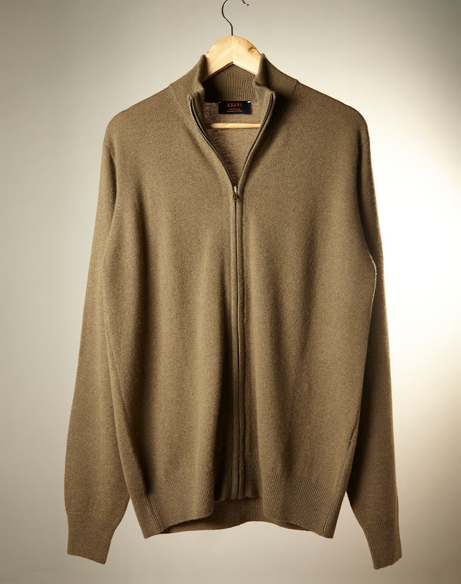 Sand Beige Pure Cashmere Full-Zip Jumper 2