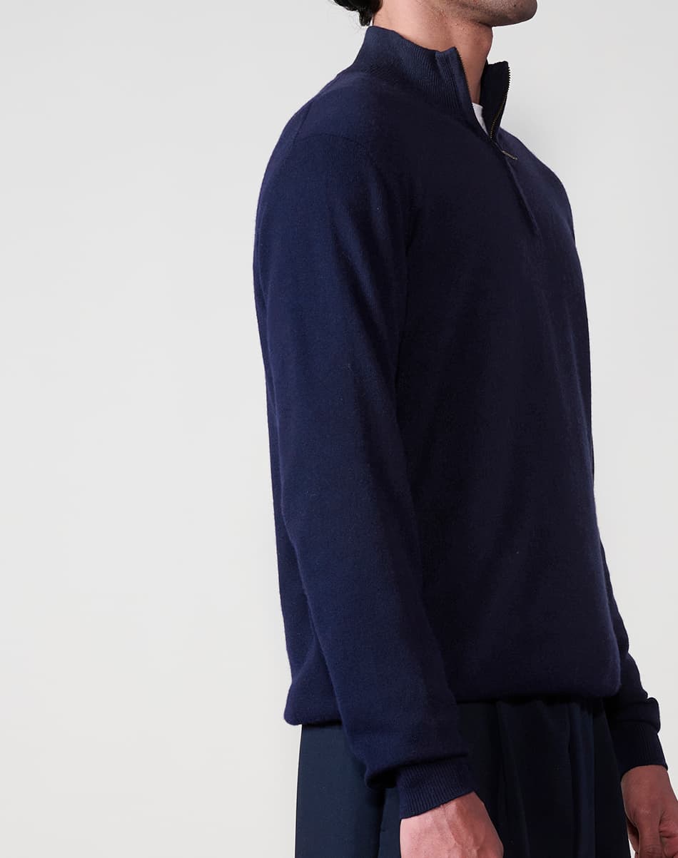 True Navy Pure Cashmere Quarter-Zip Jumper 5