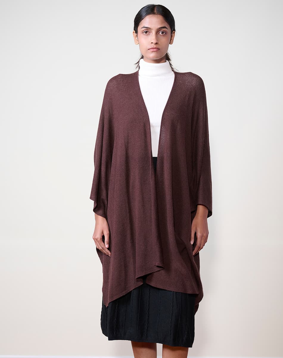Mocha Brown Pure Cashmere Cape 2