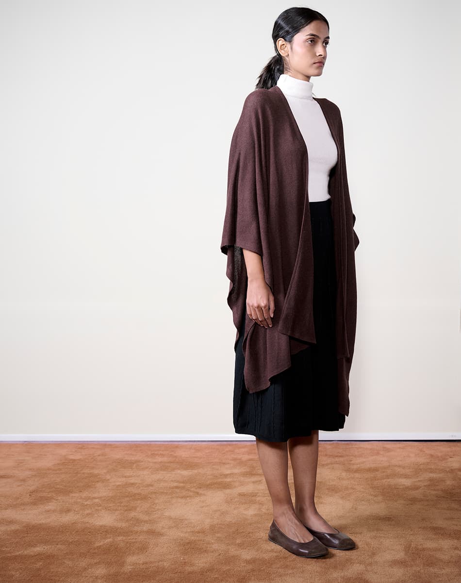 Mocha Brown Pure Cashmere Cape 3