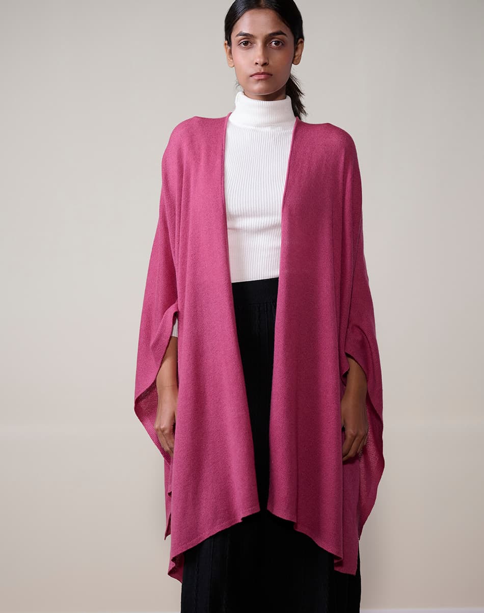 Rose Pink Pure Cashmere Cape 5