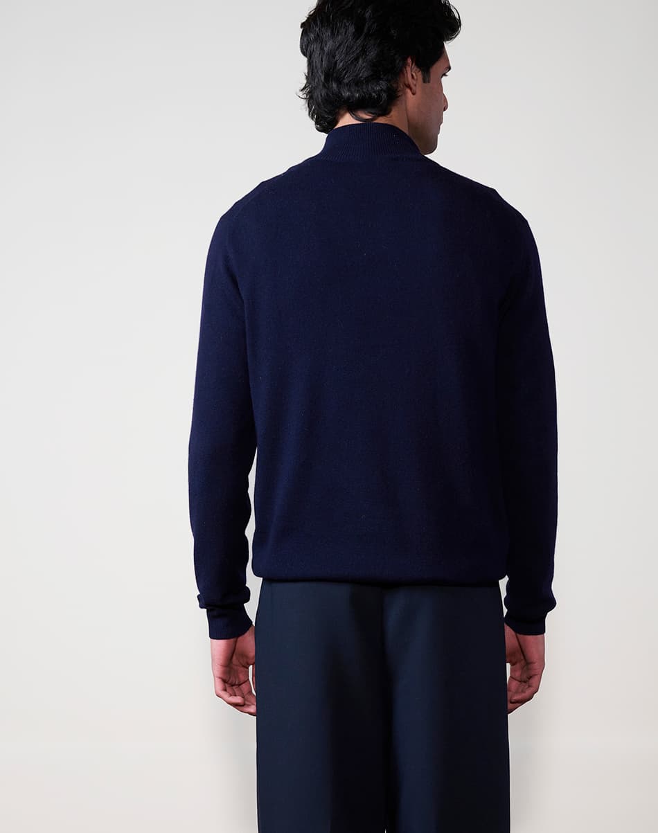 True Navy Pure Cashmere Quarter-Zip Jumper 4