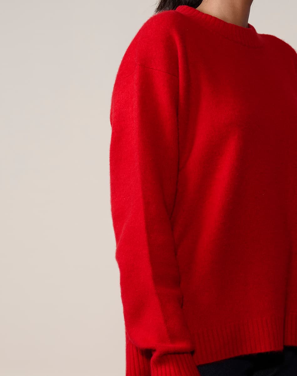 Winter Red Pure Cashmere Roundneck Pullover 3