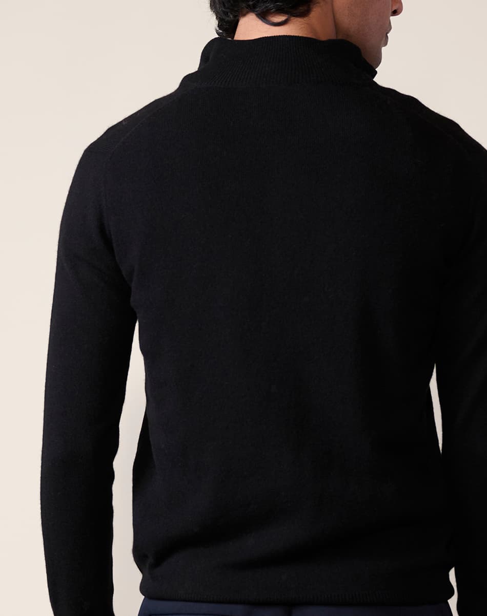 Ink Black Pure Cashmere Quarter-Zip Jumper 3