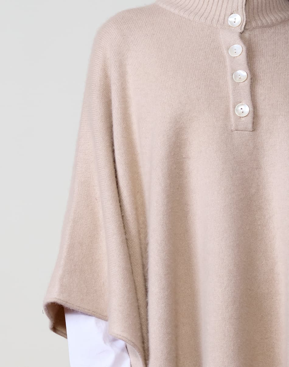 Natural Ecru Pure Cashmere Poncho 2