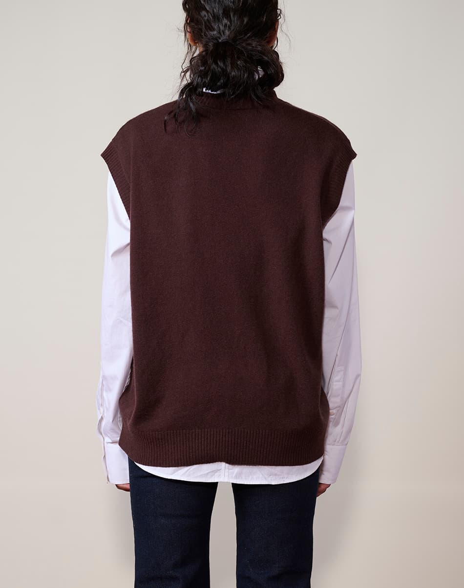 Café Brown Pure Cashmere V-Neck 2