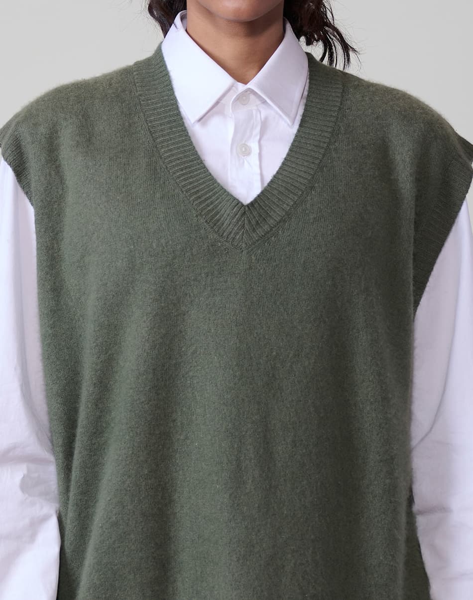 Field Olive Pure Cashmere V-Neck