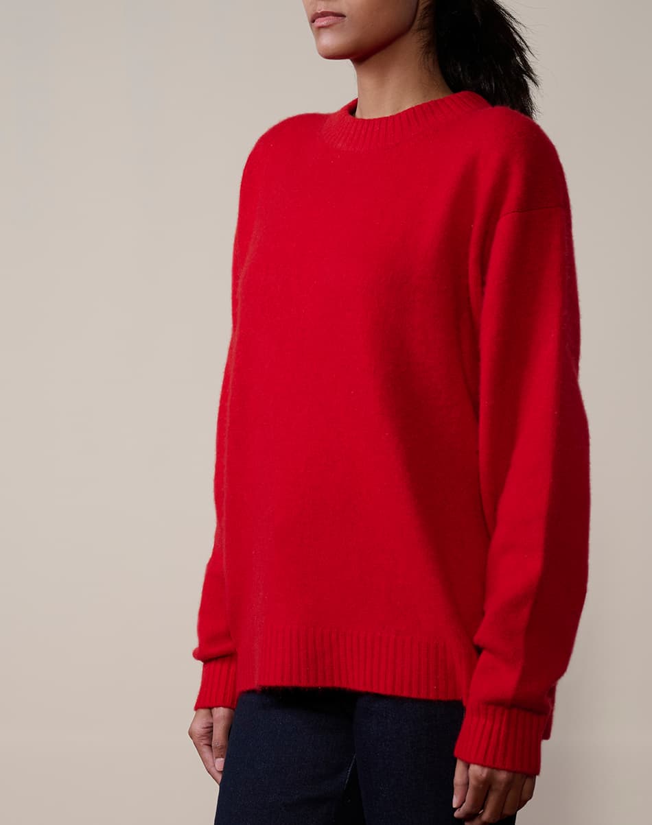 Winter Red Pure Cashmere Roundneck Pullover 2