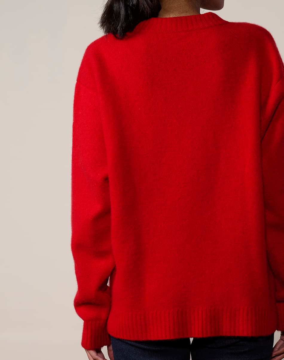 Winter Red Pure Cashmere Roundneck Pullover 4