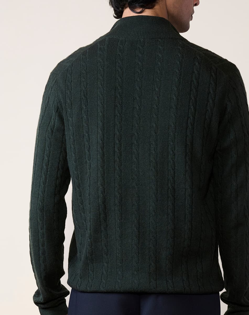 Deep Olive Pure Cashmere Cable Knit Jumper 2