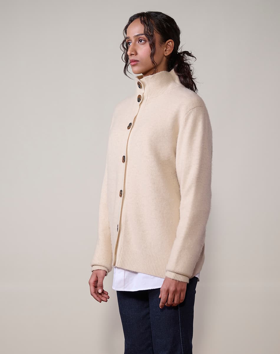 Ivory Cream Pure Cashmere Cardigan