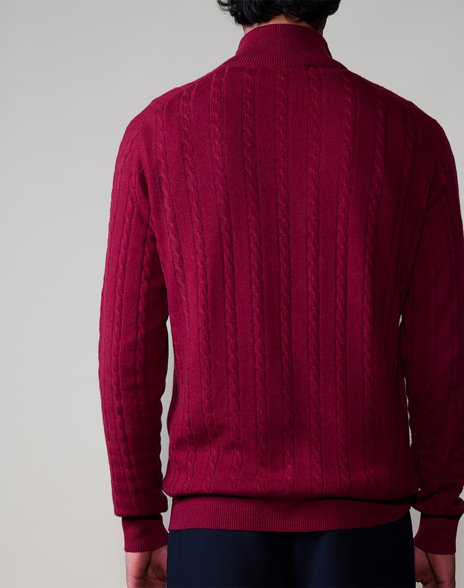 Ruby Wine Pure Cashmere Cable Knit Jumper 3