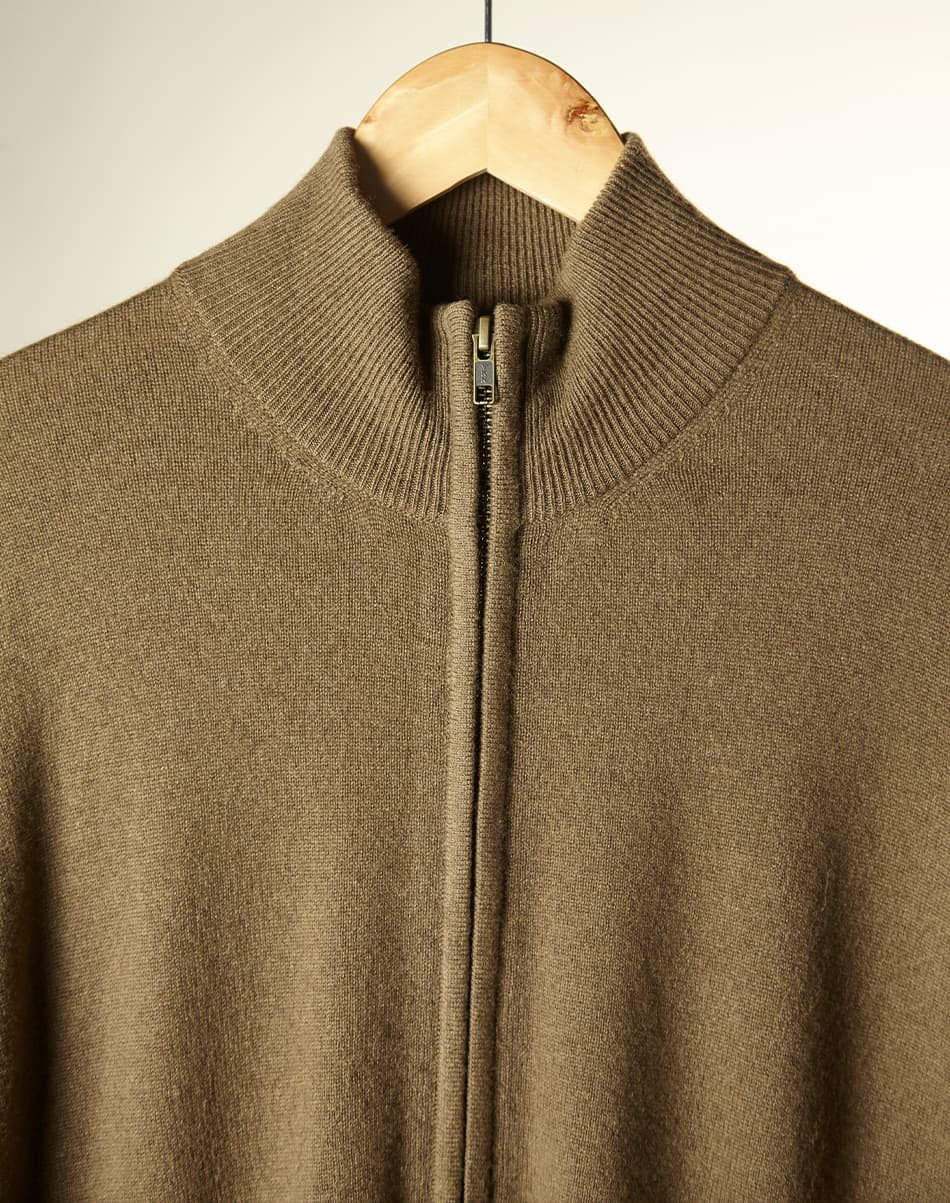 Sand Beige Pure Cashmere Full-Zip Jumper 3