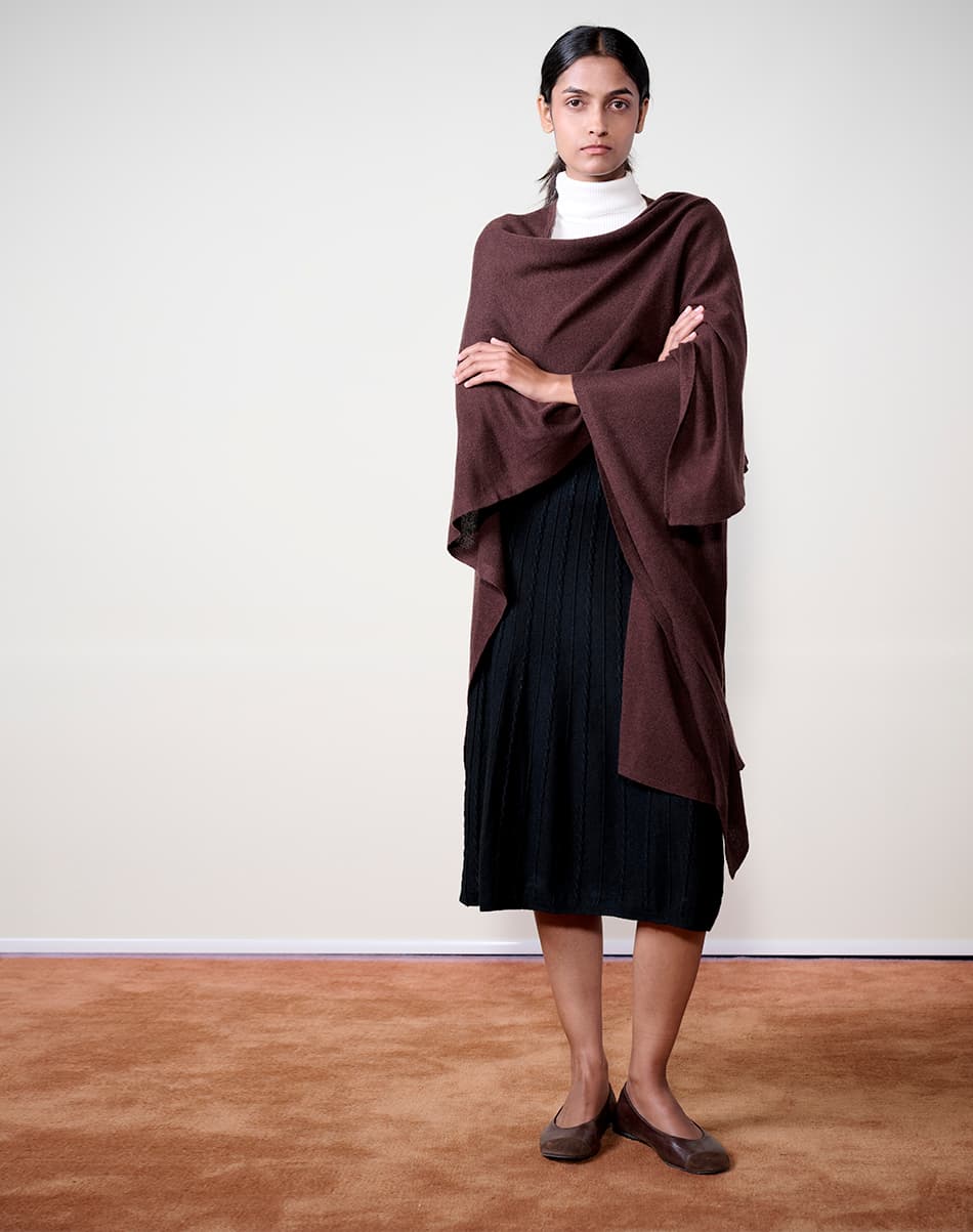 Mocha Brown Pure Cashmere Cape