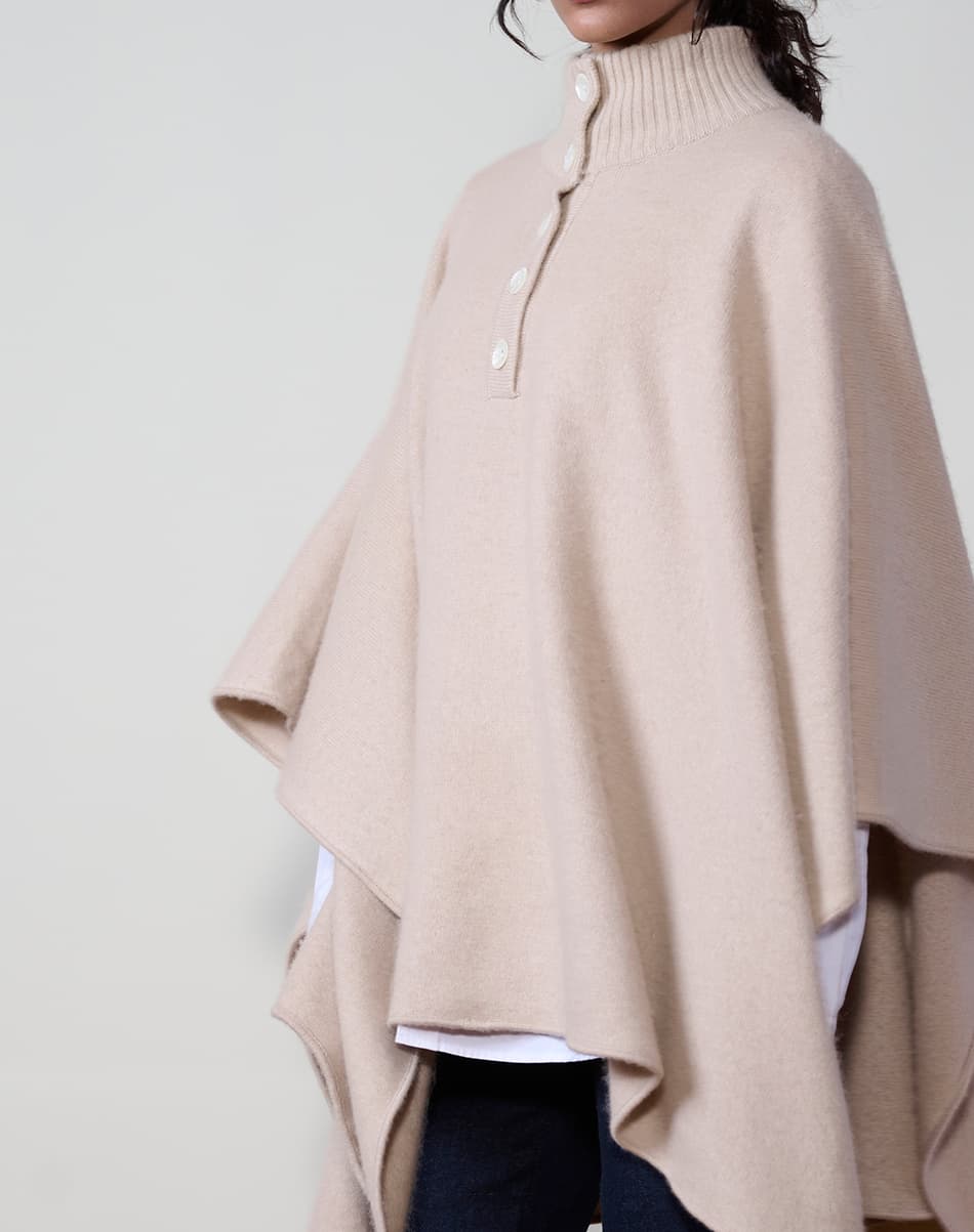 Natural Ecru Pure Cashmere Poncho 4