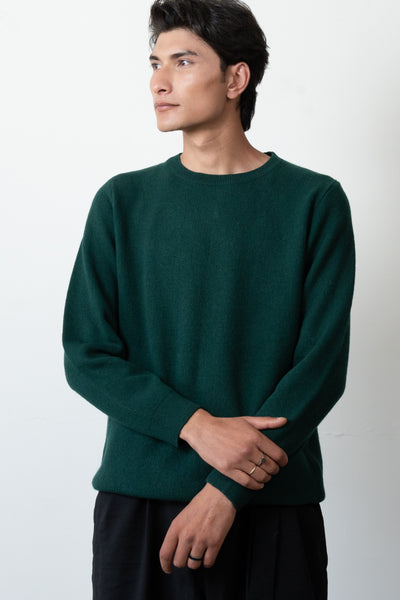 CREWNECK LAMBSWOOL TIDEL TEAL PULLOVER – Ngari CREWNECK LAMBSWOOL TIDEL TEAL PULLOVER – Ngari
